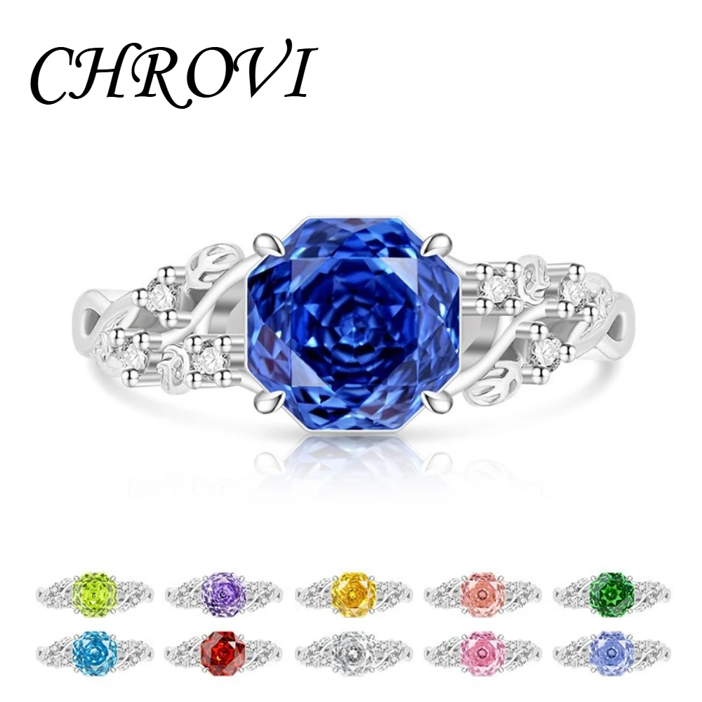 Fashion 925 sterling silver colored gemstone rose fairy ring - ultra-glowing vine-style finger ring jewelry piece