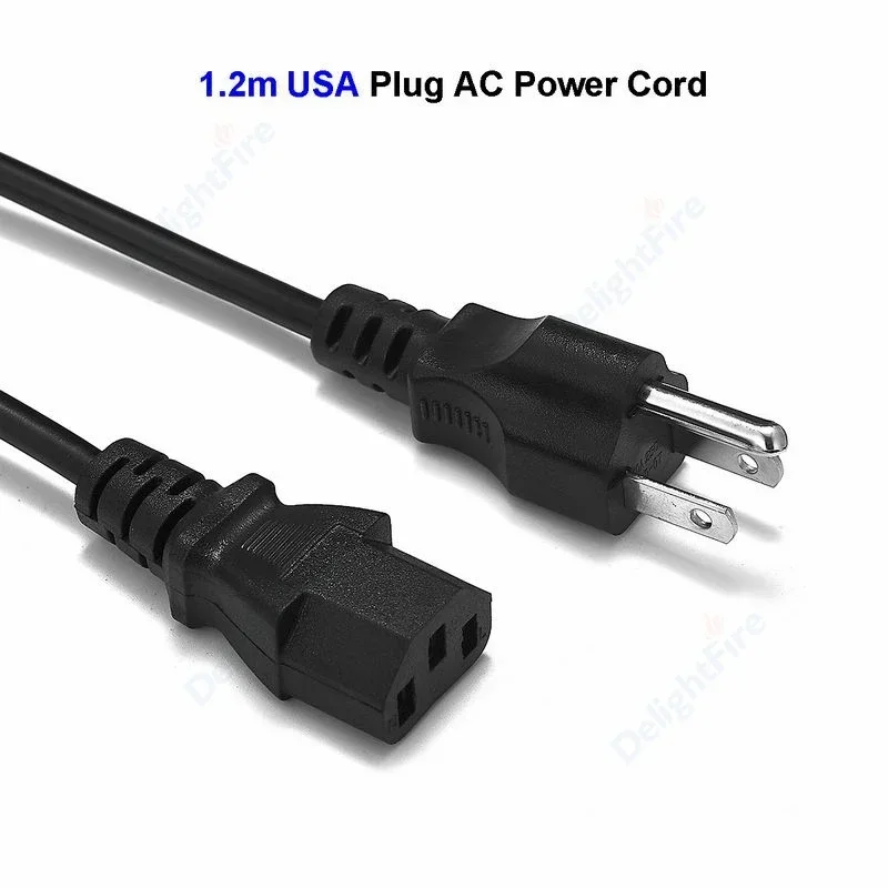 USA Plug Power Extension Cord 1.2m IEC 320 C13 220V NEMA 5-15P Power Extensions Cable For PC Computer Monitor HDTV Samsung TV