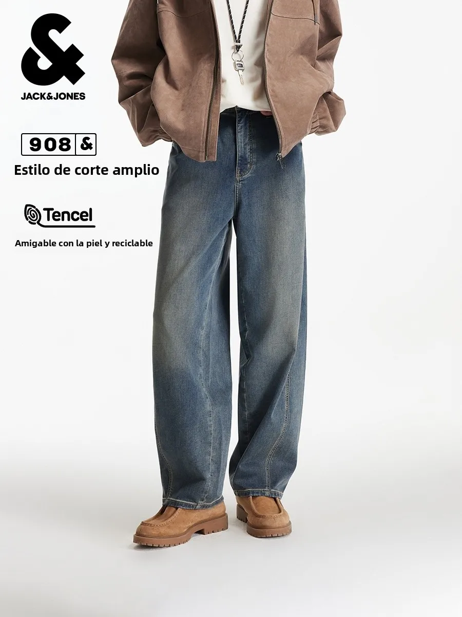 Jeans de Mezclilla Lavados Vintage para Hombre Jack Jones, Pantalones Largos Versátiles de Moda Otoñal, Estilo Casual, Cintur...