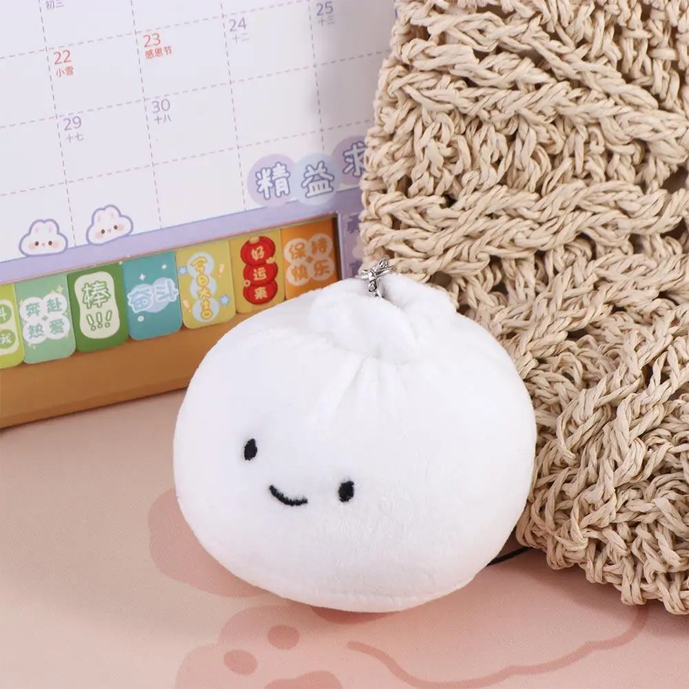 Porte-clés en peluche boulette de boulette, chignon en peluche cuit à la vapeur, pendentif en peluche, jouet créatif, 10cm