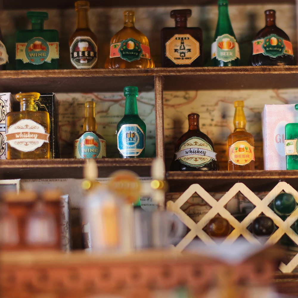 DIY Tavern Casa Holz Miniatur Modellbausatz 3D Puzzle Puppenhäuser mit Möbel Puppenhaus für Freunde Geburtstagsgeschenke