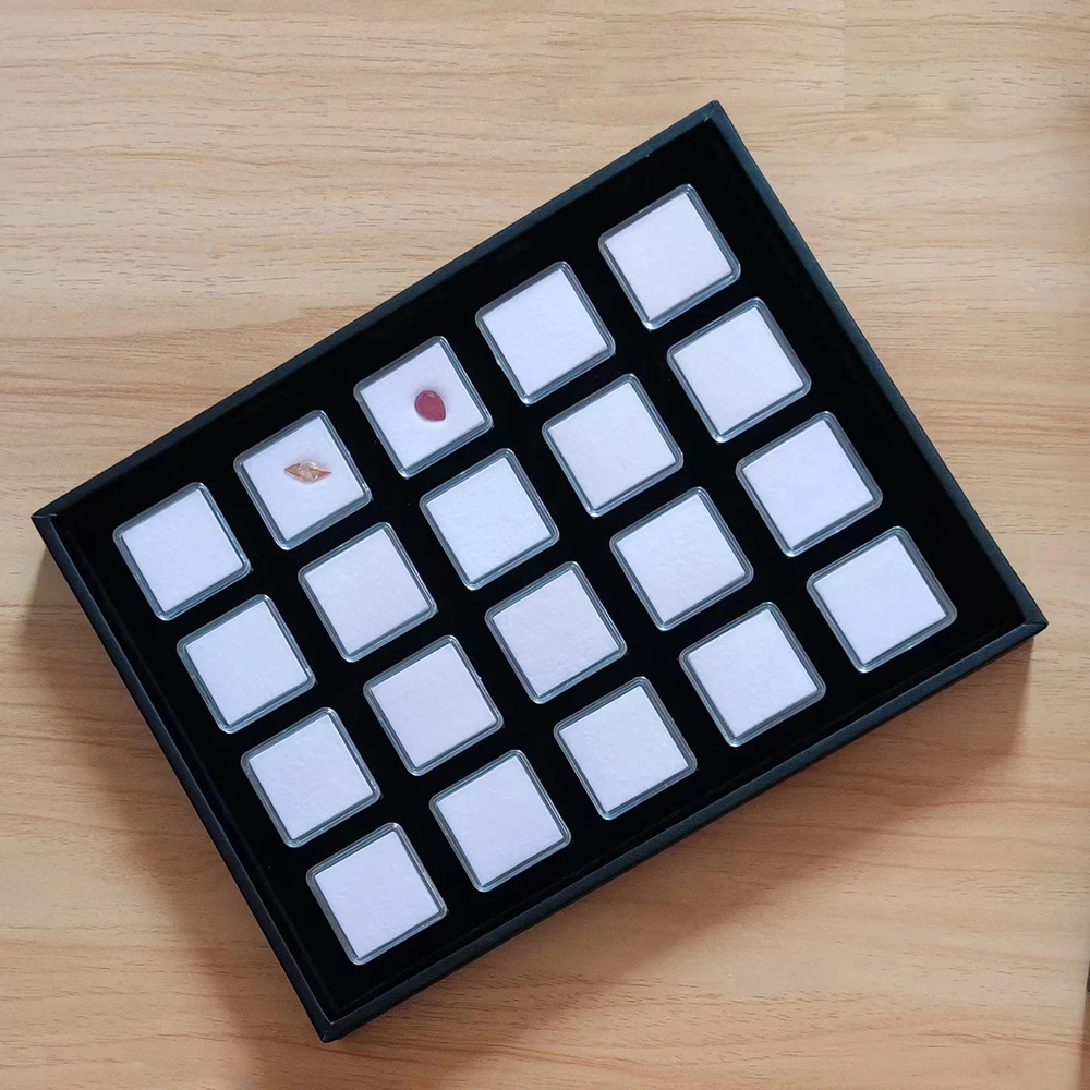 Clear Loose Diamond Storage Box 40x40mm Gemstone Packaging Organizer 57x37mm Pendant Jewelry Display Tray for Stones Showcase