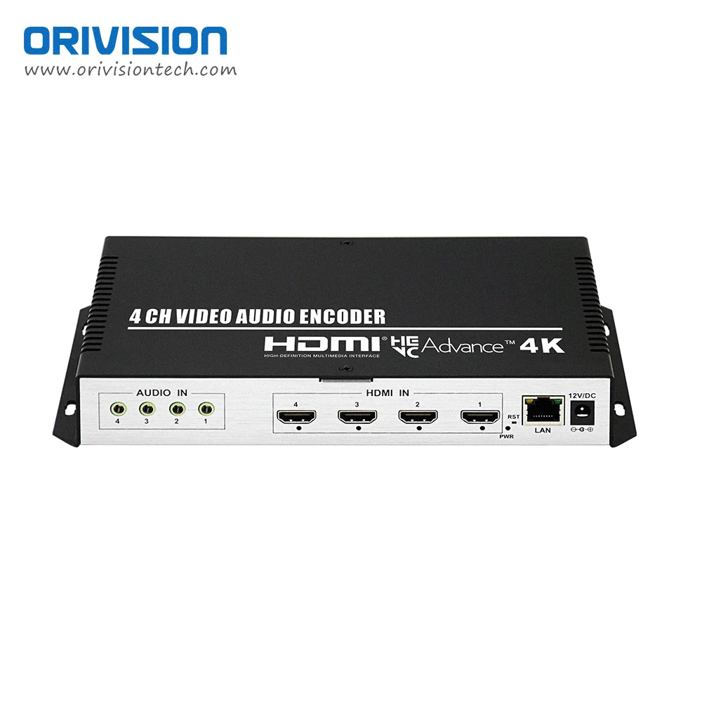 4 Channels H.265 HDMI Video Encoder 4K SRT Low Latency with OLED Display for Church Sports Live Streaming  RTMP RTMPS
