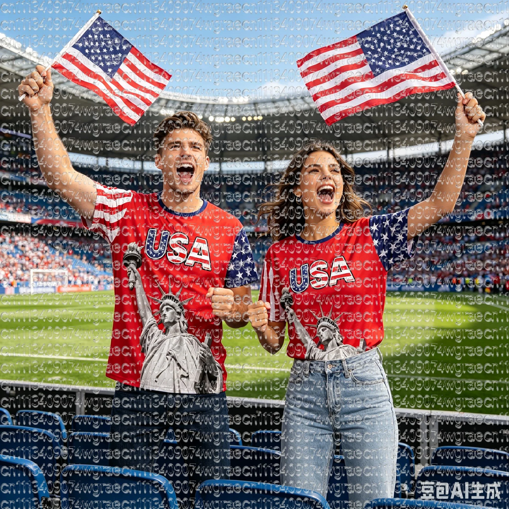 

2026 Football Match USA Fan Cheer T-Shirt, Champion & Player Number Print On Back, Unisex Adult Kids Size Casual Sports Tees