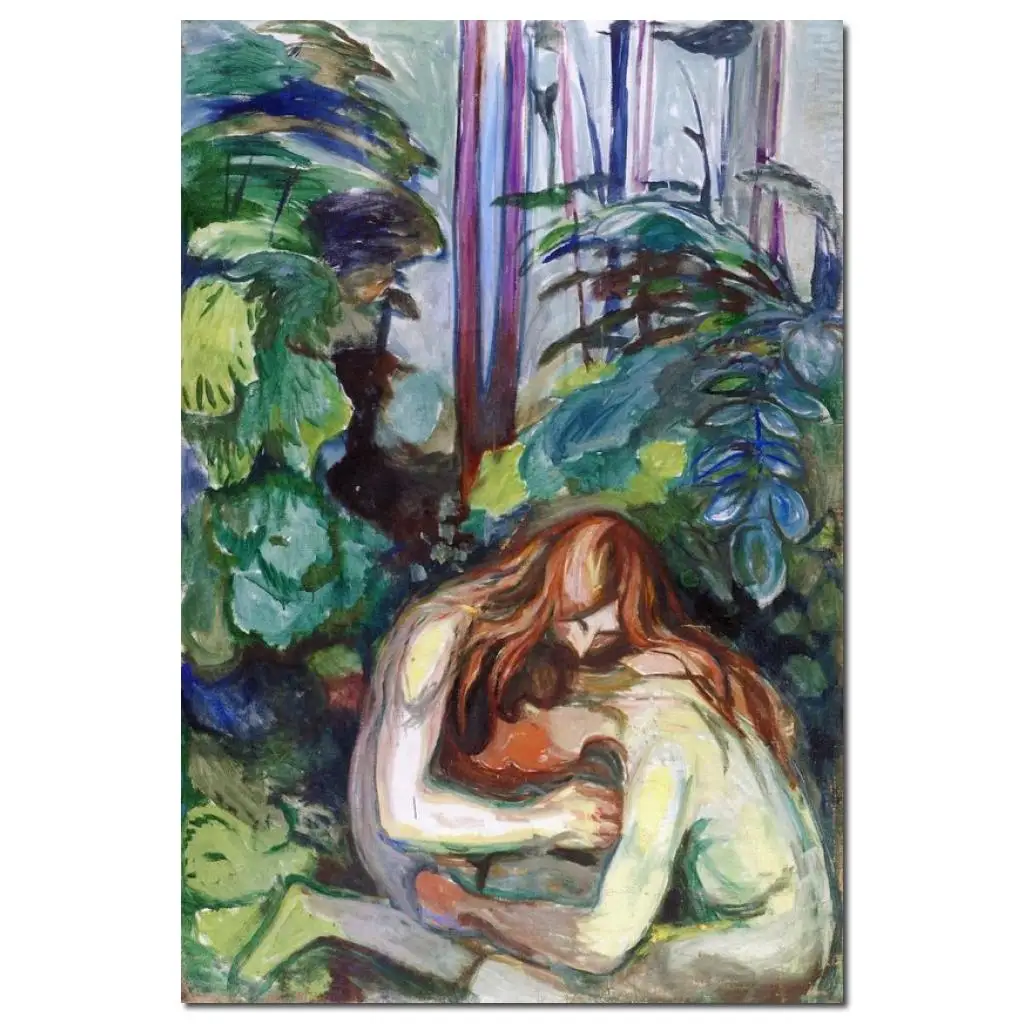 

Abstract Canvas Art Wall Vampire in the Forest Handmade Edvard Munch Paintings Modern Figure Artwork High Quality Home Decor