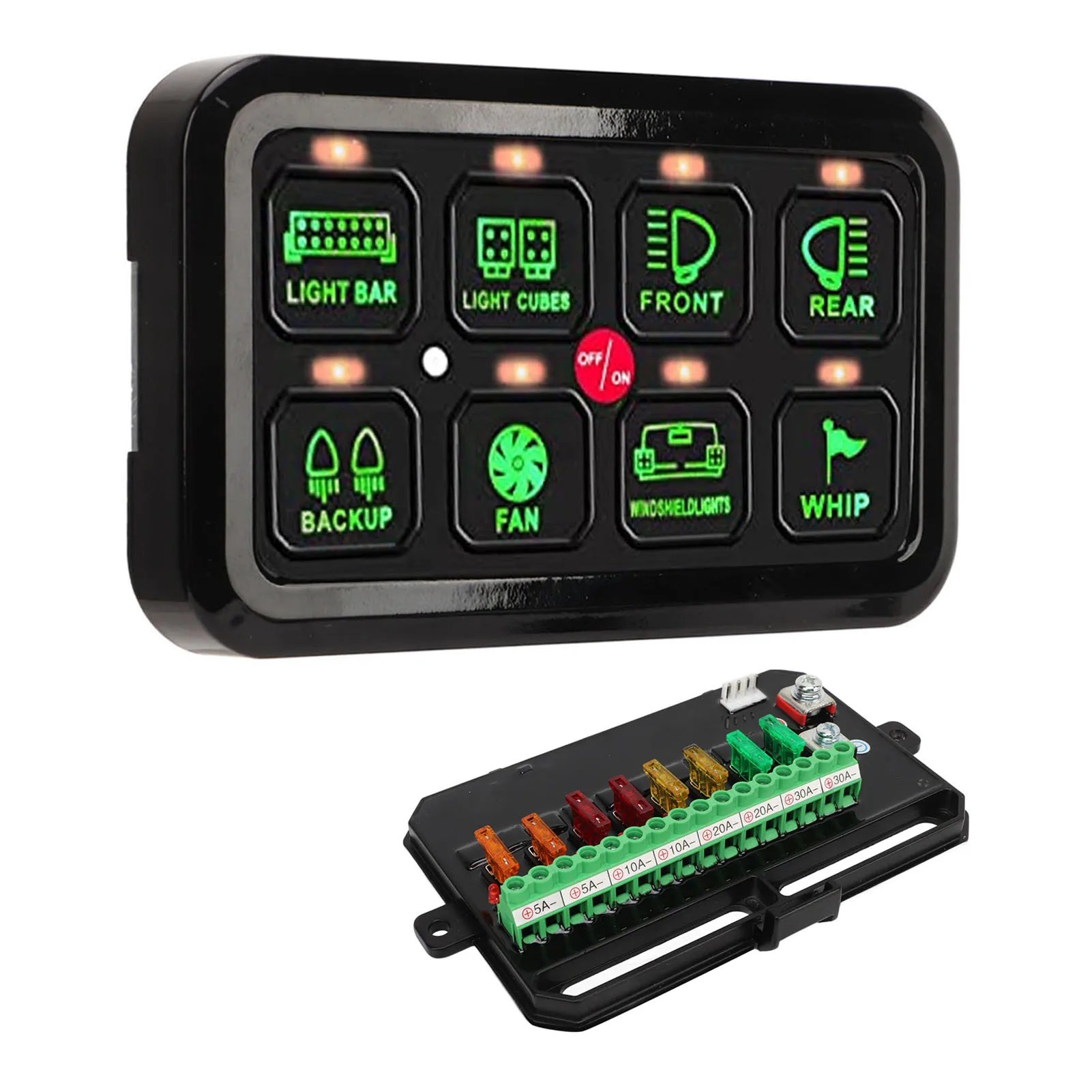 

8 Gang Car Switch Panel – Automatic Dimmable LED Touch Control Panel, for Truck Boat SUV Caravan, Durable Automotive Accessory