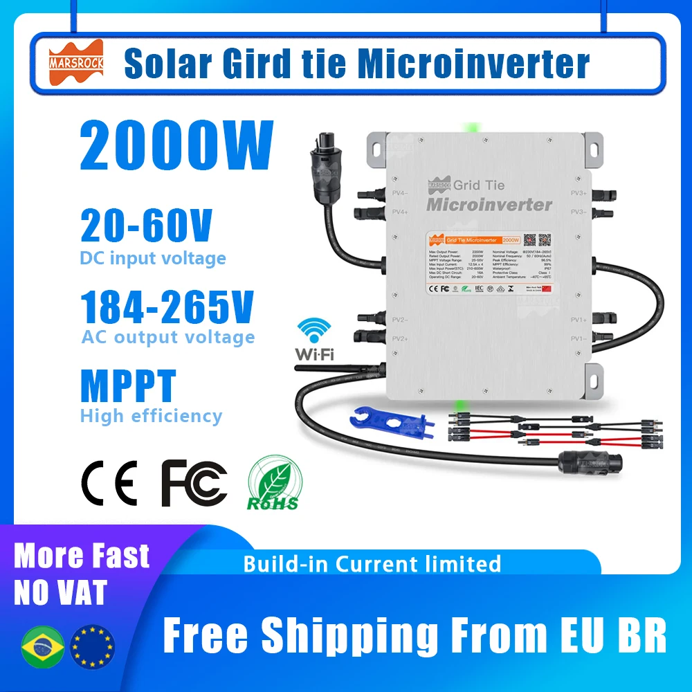 

Deye 2000G3 Solar Grid Tie Microinverter 2000W MPPT DC 36V 48V AC 220V Build In WIFI 184-265VAC Deye inverter Ship From EU BR