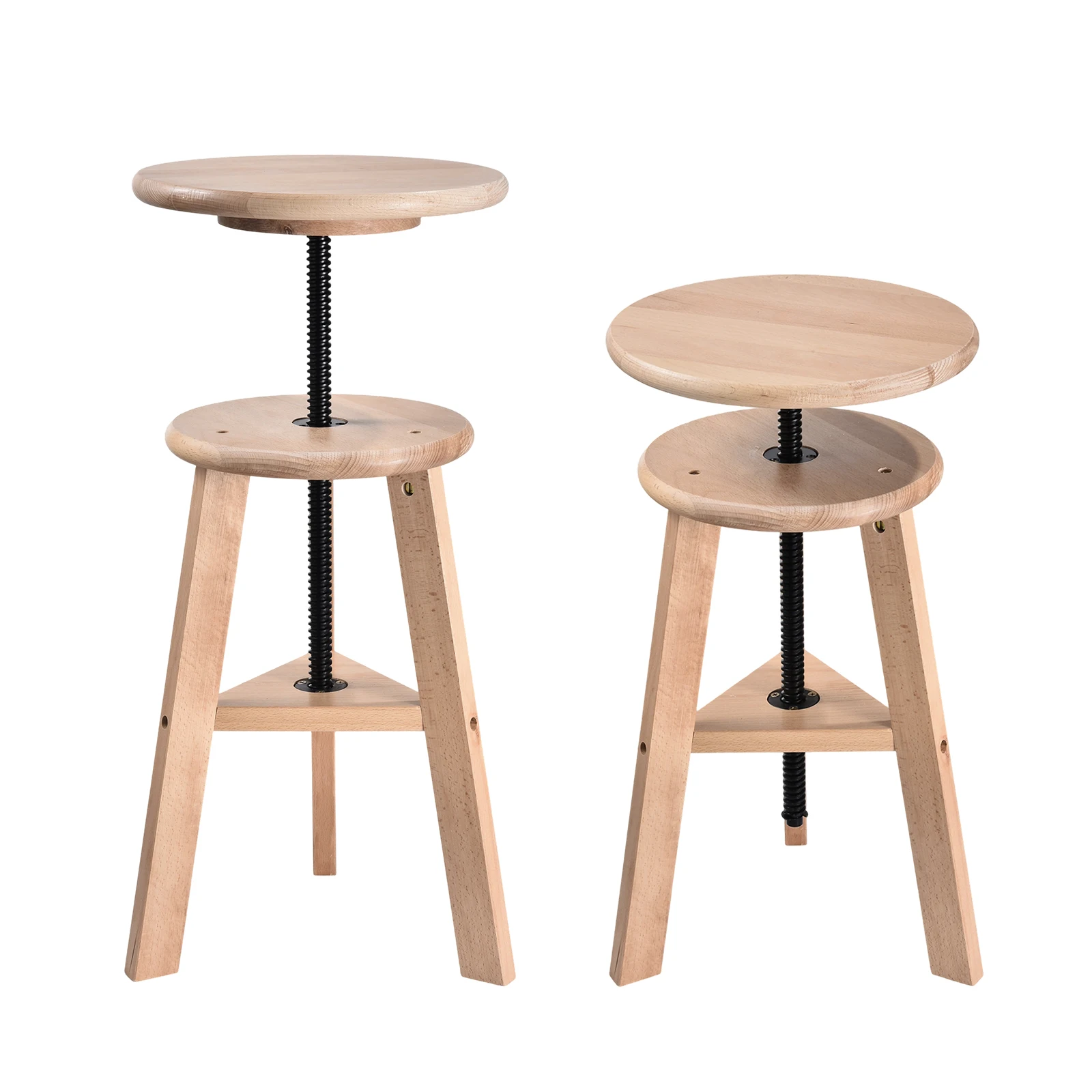 Wooden Artist Stool Swivel Adjustable 48-65cm, Multifunctional Drafting Chair for Office & Home Studio