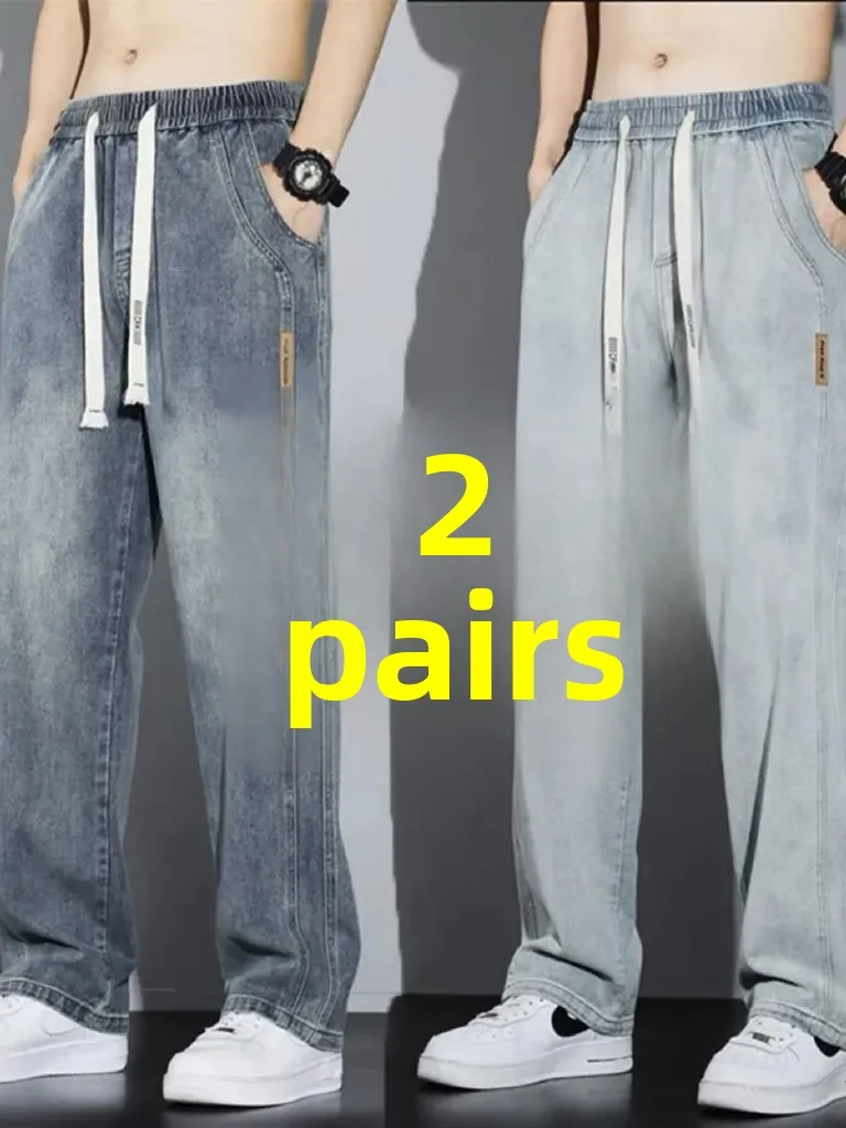 

Мужские джинсы свободного кроя 2025: Новинка, износостойкие, удобные, с широкими штанинами, модный деним