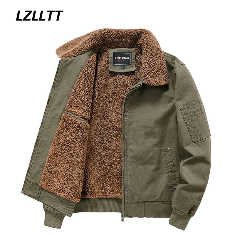 Men High Quality Jacket Winter New Fleece Warm Windproof Tactical Coat Autumn Men Fashion Fur Collar Thick Military Overcoat Man