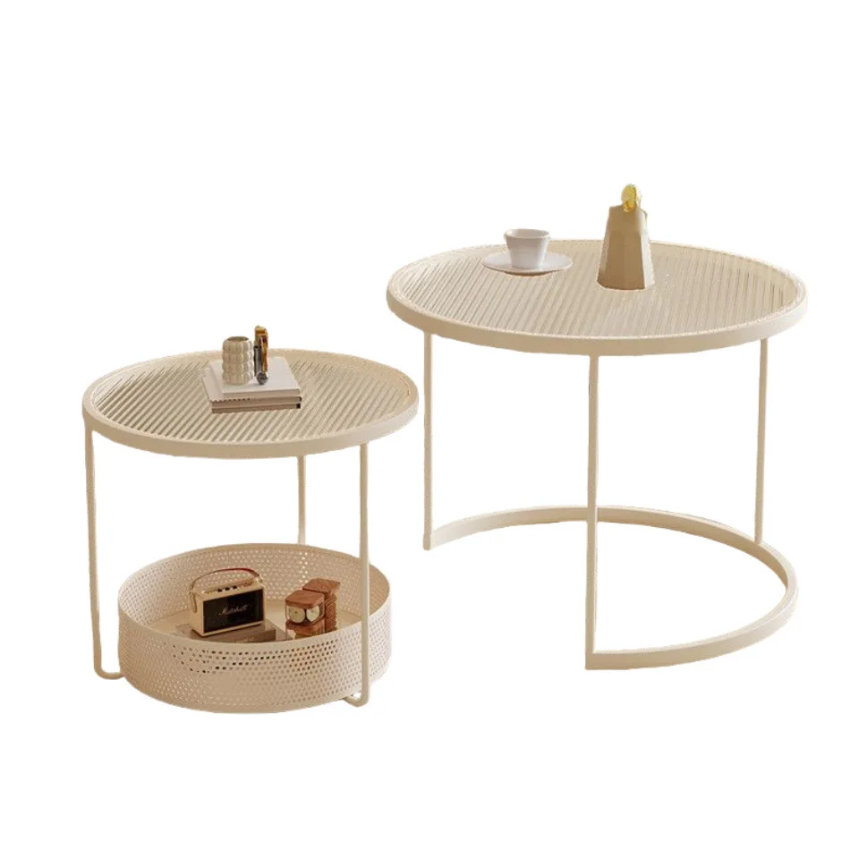 

Cream wind Changhong glass creative combination round child and mother coffee table small apartment net red tea table