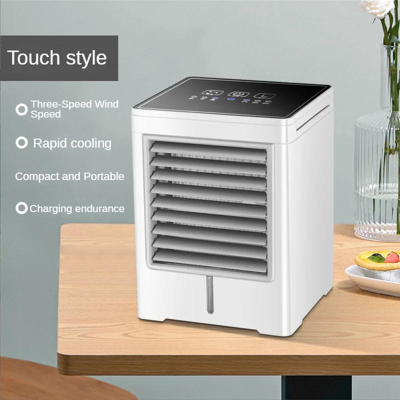 ABRN-พัดลมเครื่องปรับอากาศแบบพกพา Evaporative Mini Air Cooler, USB Powered Touch Screen พัดลมระบายความร้อนตั้งโต๊ะสําหรับโฮมออฟฟิศ