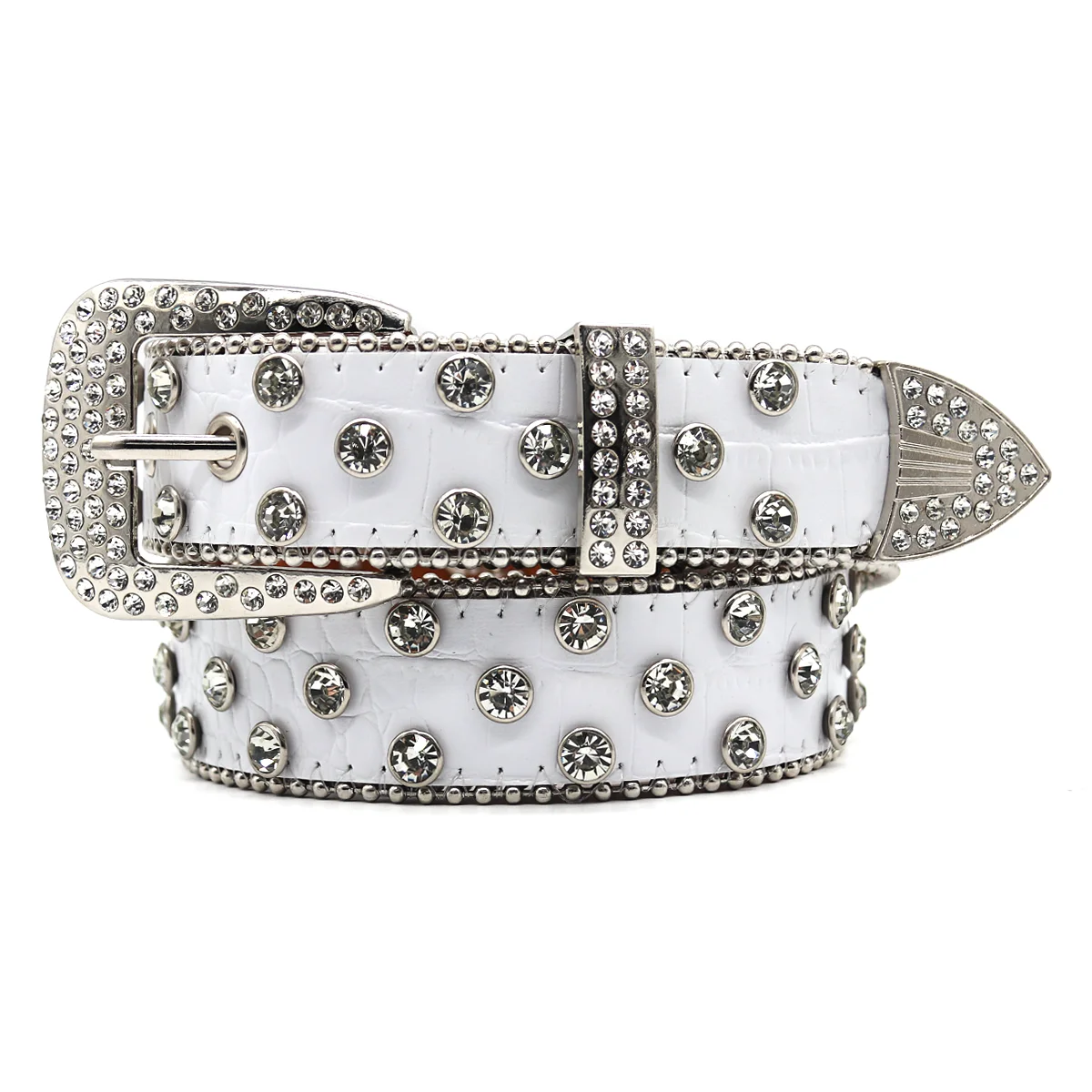 Superior Punk Style Studded Belts for Women Y2K Rhinestone Female Belt Leather Ladies Waist Strap Decoration