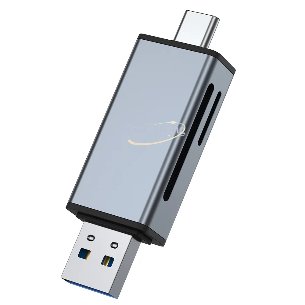 

Трансграничный USB-C адаптер с двумя разъемами, металлический корпус, высокоскоростной Type-C 3.0 для мобильных телефонов и планшетов, поддержка TF/SD карт
