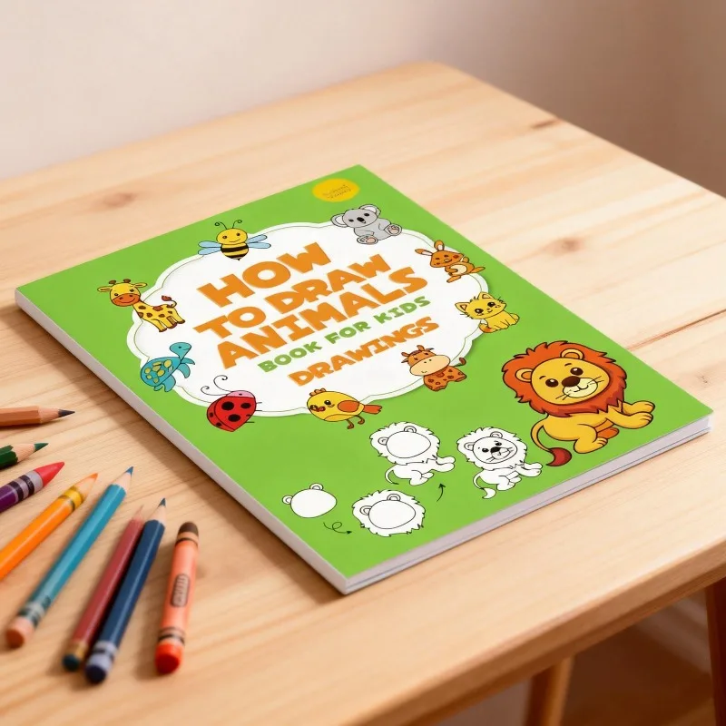 

Children's Teaching Drawing Book, Complete Drawing in 4 Simple Steps, Fun Coloring Book, Children's Interactive Activity Book