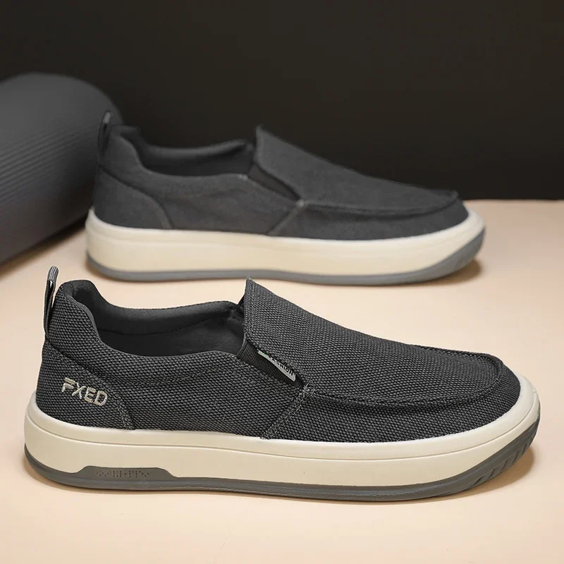 2024 Summer Men Breathable Casual Canvas Shoes Comfort Slip-on Loafer Soft Penny for Men Lightweight Driving Boat Shoes Loafers