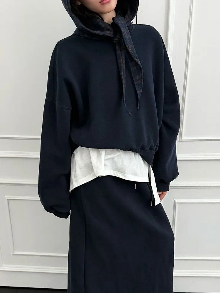 

Winter Faion Thiened Warm Women's Sweatirt Skirt Set Chic Versatile Fake Two-Piece Ensemble Adult Casual Comfortable