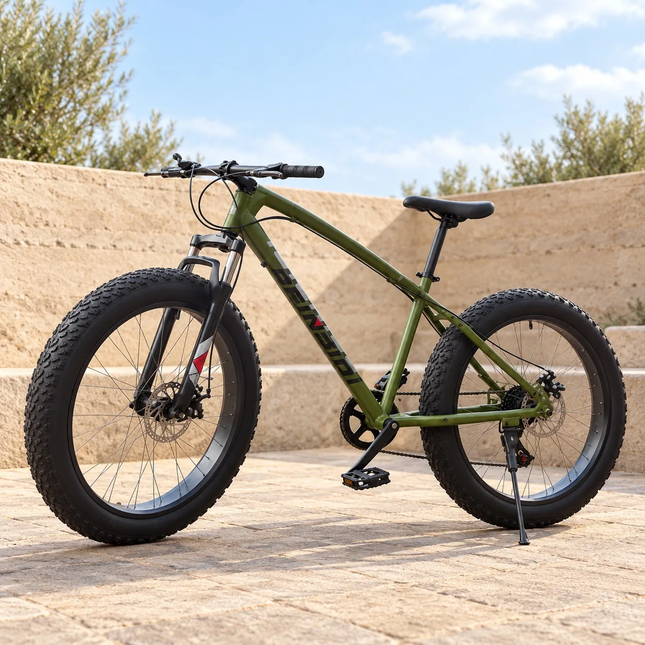 24 Inch 24 Speed Army Green Leopard Fat Bike