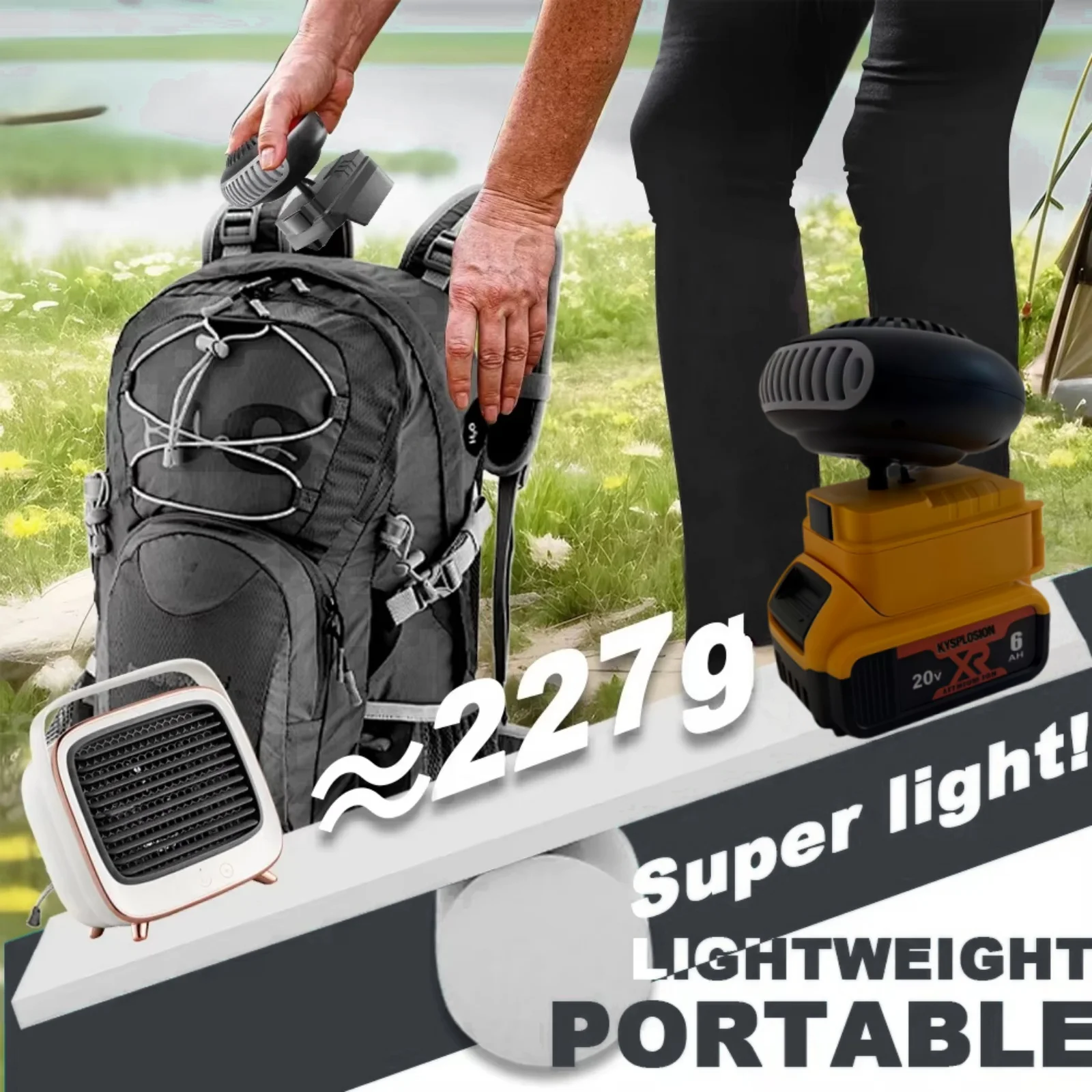Electric Heater Fan 18V Battery Powered Space Heater 170W Versatile Quiet Portable for Workshop For dewalt 20v battery view 4