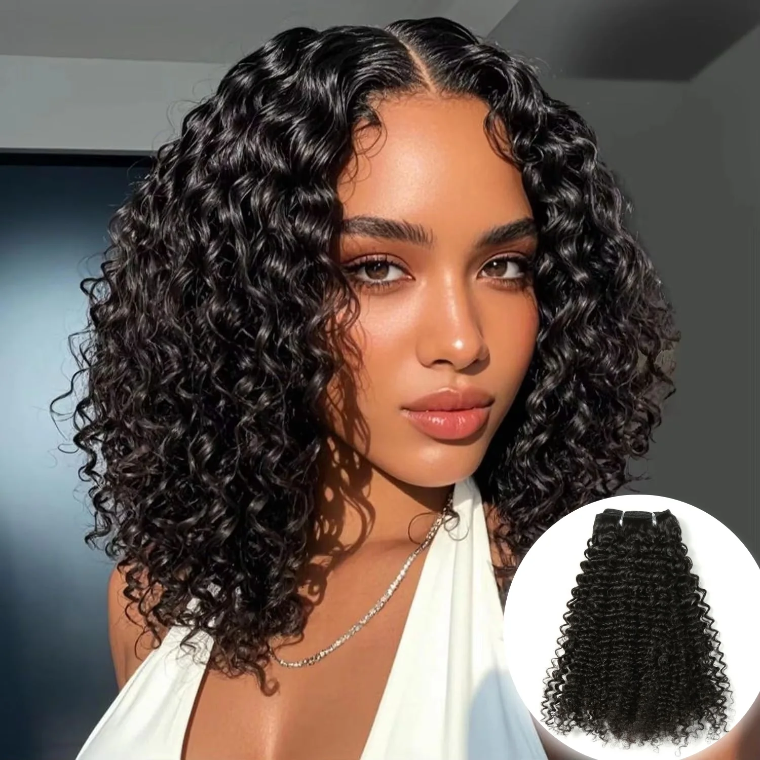 Deep Wave Human Hair Bundles Brazilian Virgin Human Hair Straight Body Curly Wave Bundles Wet and Wavy Unprocessed Remy Human Hair Brazilian Virgin Hair Deep Curly Natural Black 3 Pack Style Keep Texture Silky Soft Hair Extension