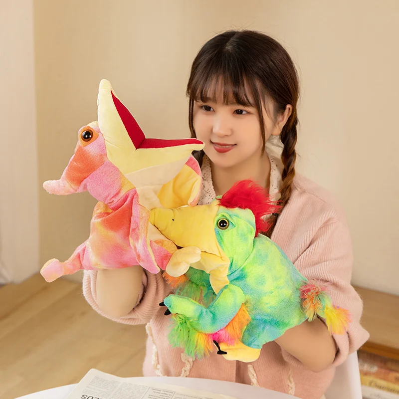 Marionnette en peluche dinosaure Spinosaurus Triceratops tyrannosaure dessin animé Dino Animal peluche petite histoire accessoire interactif cadeau