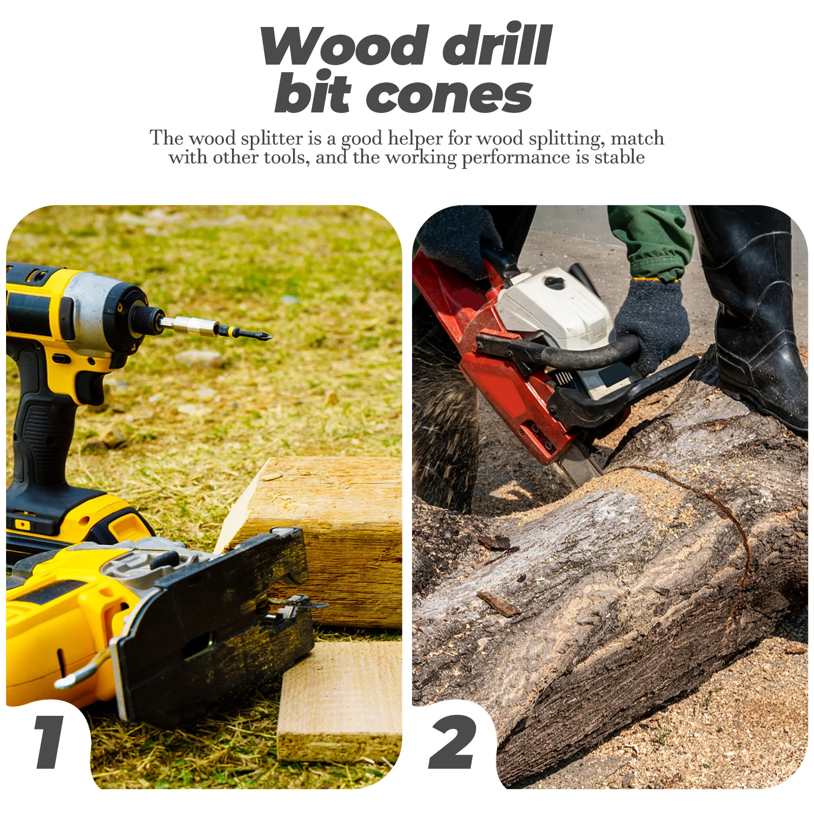 

1Set Wood Splitter Drill Bit Firewood Cone Steel Log Splitting Drill Bit Woodworking Tool Wood Splitter Woodworking Tool