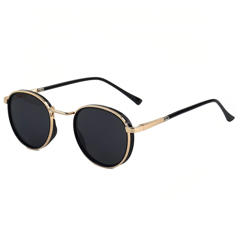 HBK TRetro Punk Herren Polarisierte Sonnenbrille Rundes Design Modische UV400 Unisex Sonnenbrille Reise Party Ideaal für Geschenke – Detail 7