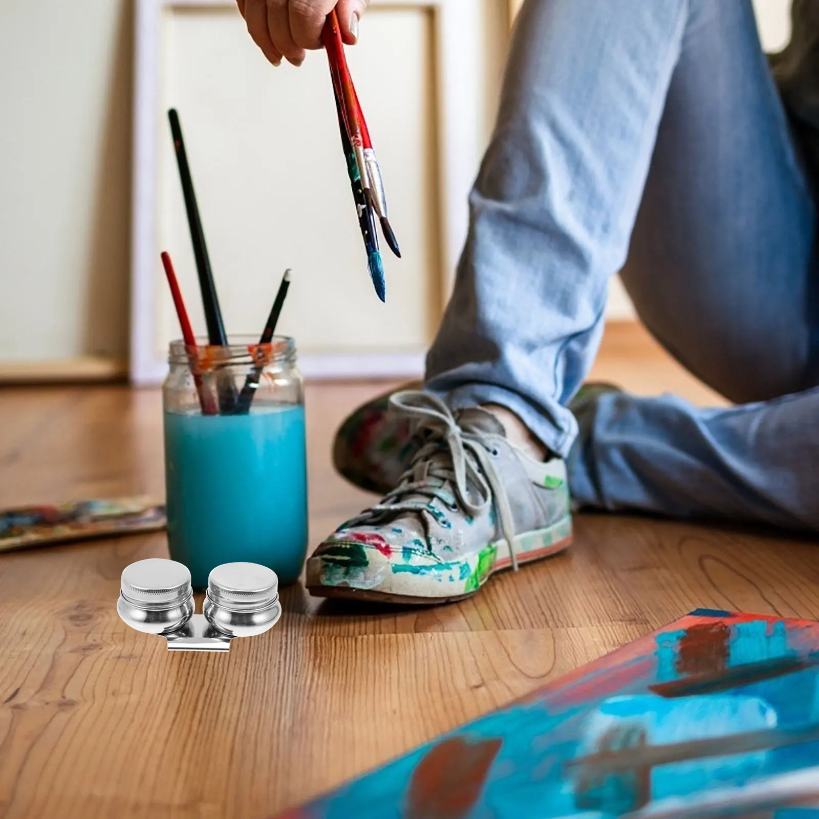 

Premium Artist Brush Cleaner Multi Functional Paint Mixing Pot for Indoor Outdoor Use Painting Brush Washing Pot