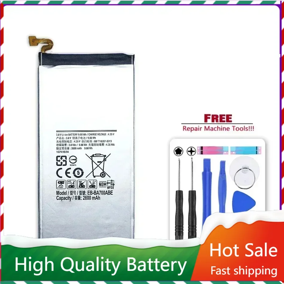 Battery For Samsung Galaxy A7 2015, EB-BA700ABE, 2600mAh, A700FD, SM-A700, A700L, A700F, H, S, A700K, A700YD, A7000, A7009