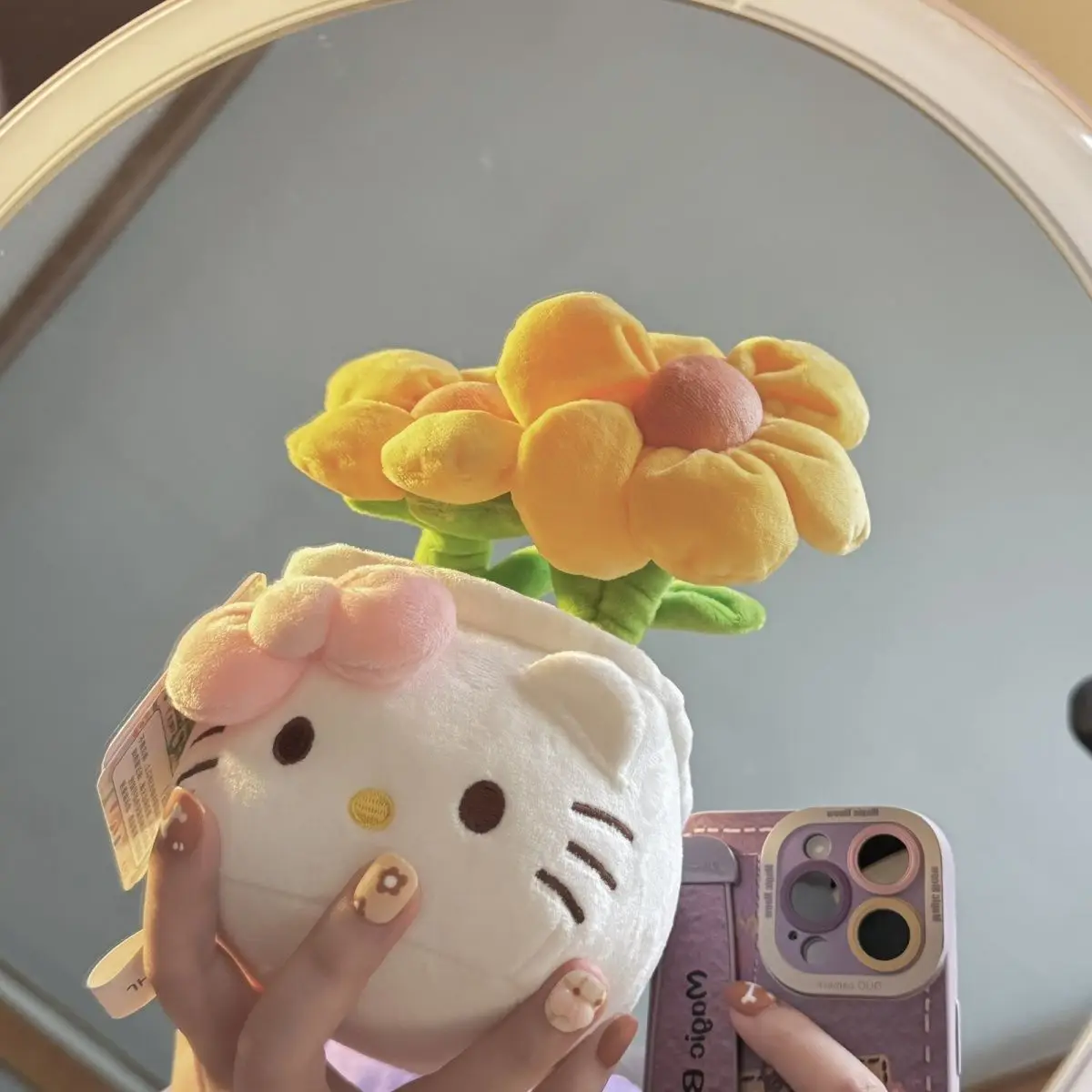 Original Potted Plant Hello Kitty Plush Toy Lovely Flower Doll Kitty Cat Plushies Stuffed Anime Home Decor Birthday Gifts Girl