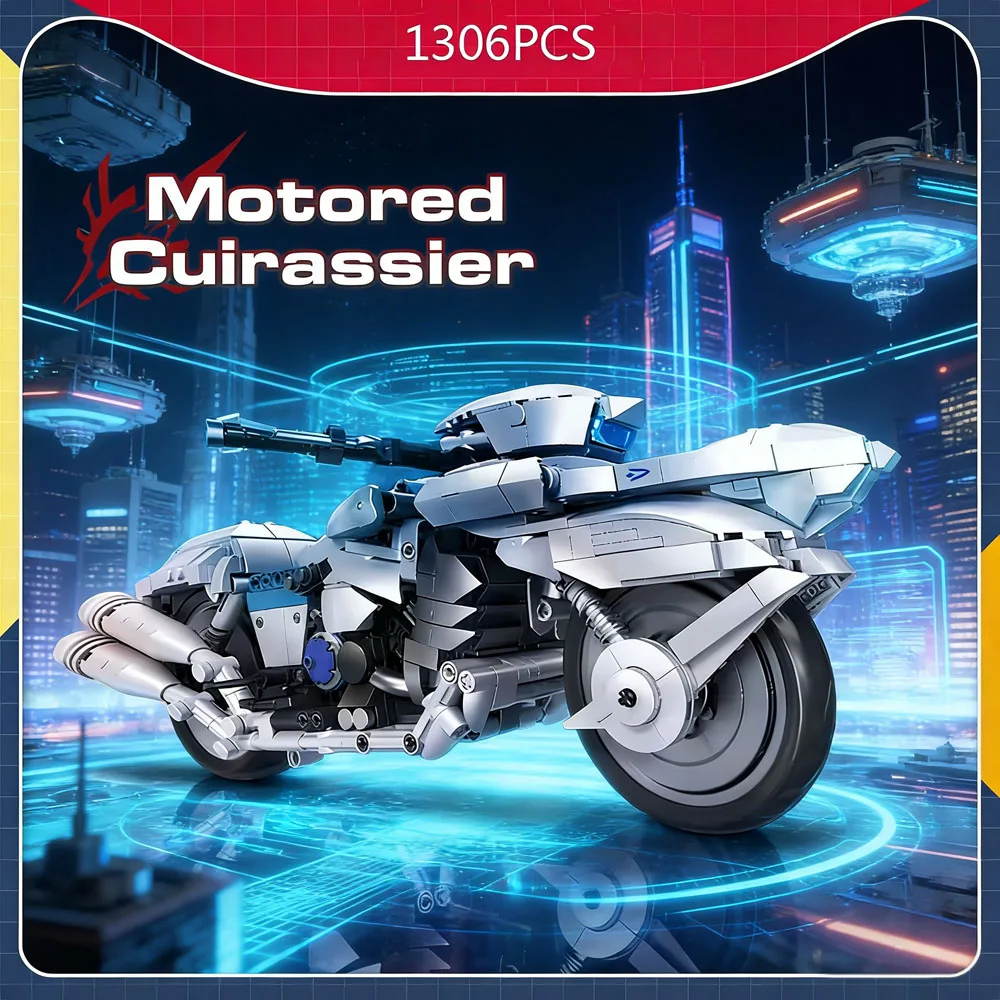 

Anime 58227 MOC saber Motored Cuirassier Motorcycle Building Blocks Model Kids Toys Christmas Gift Set 1306pcs