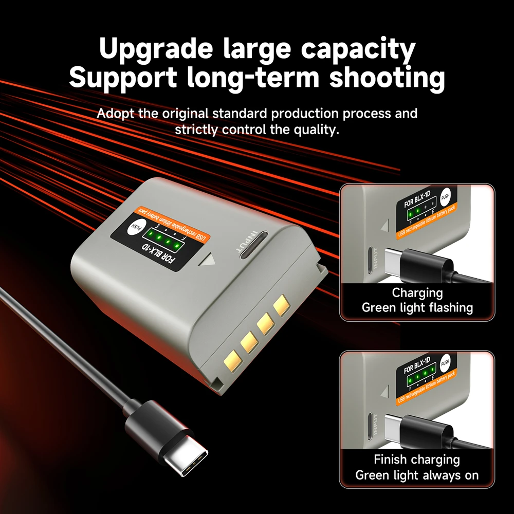 BLX 1 BLX-1 Battery with Type C USB Fast Charging Port for Olympus OM1 MARK II OM-1 OM System 2600mAh BLX1 Camera Battery OM 1