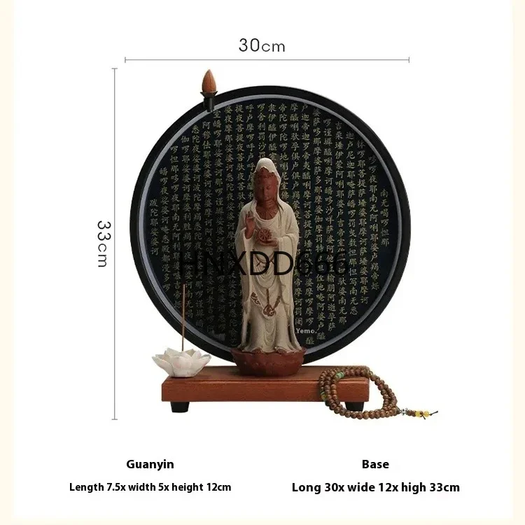 Guanyin Bodhisattva Buddha Statues Ceramic statues Lamp Circle For Living Room Incense Porch Home Decor Custom Feng Shui Statue