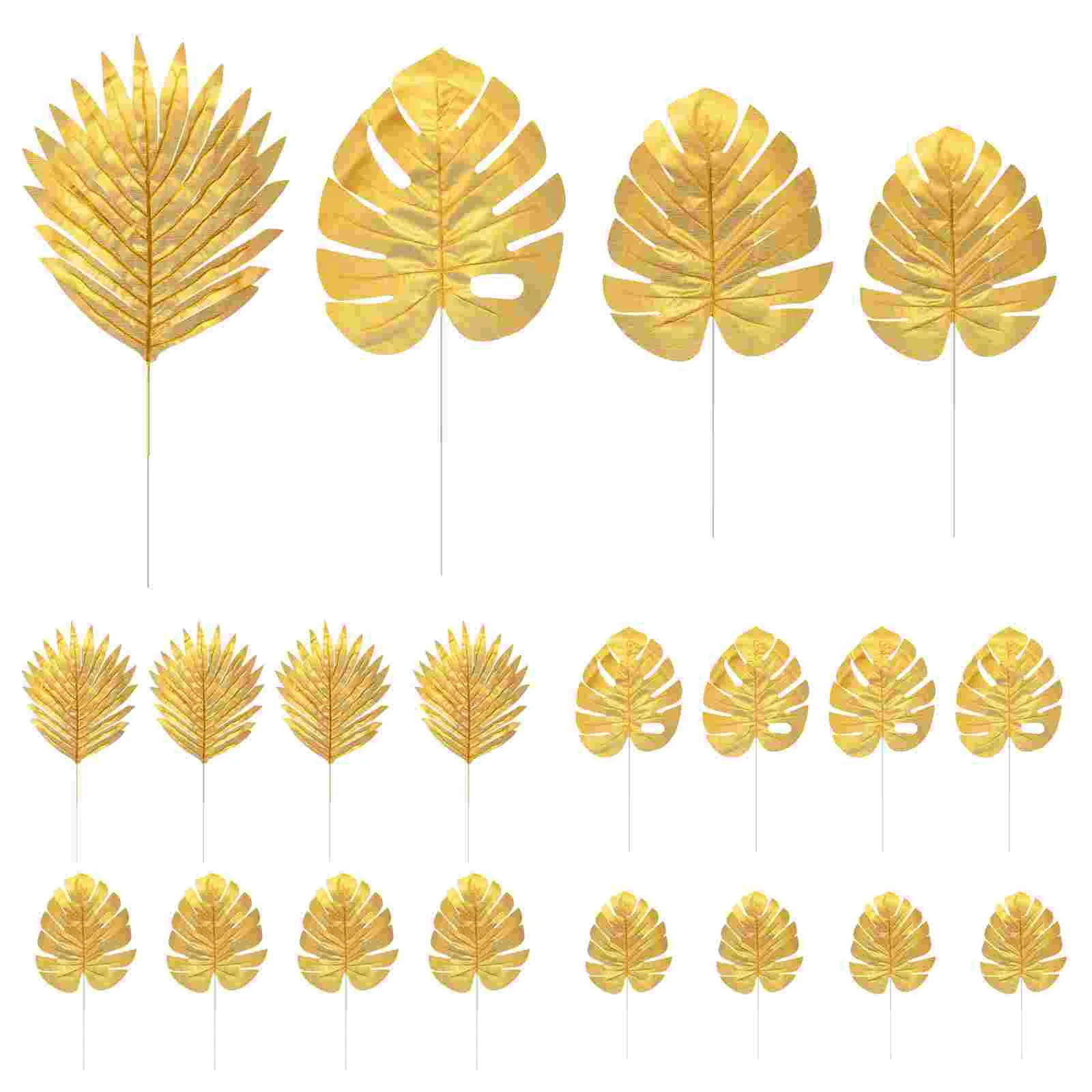 20PCS Bestoyard Golden Turtle Simulated Plant Leaf Palm Tree Leaf Decorative Plant for Wedding Banquet Party Decor