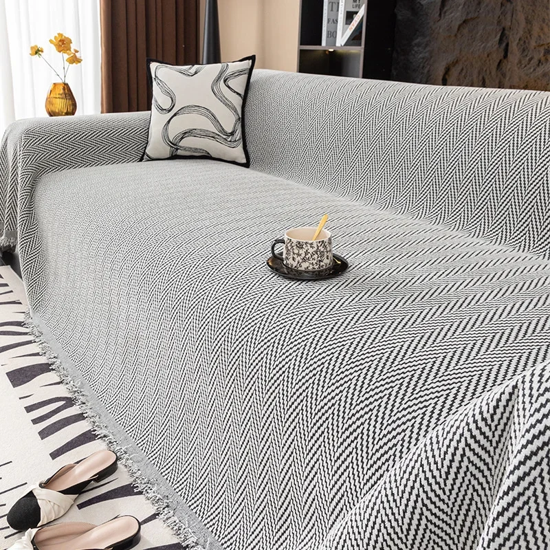 

Chenille Blankets Anti-dirty Simple Style Cover for Sofa Living Room All Season Universal Towel Double-sided Use