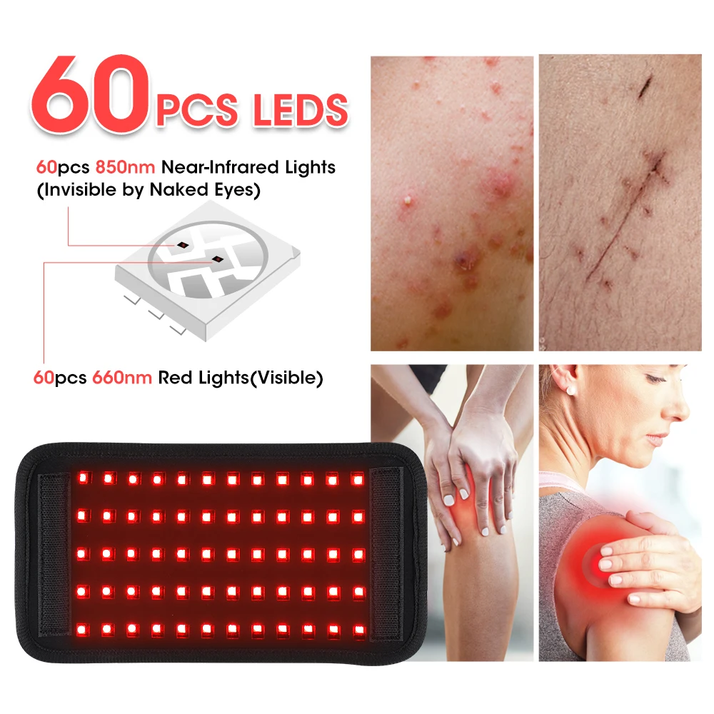 

Red Light Therapy Belt 660nm & 850nm LED Red Light Promote Wound Healing Fade Wrinkles Scars Red Light Skin Rejuvenation Pad