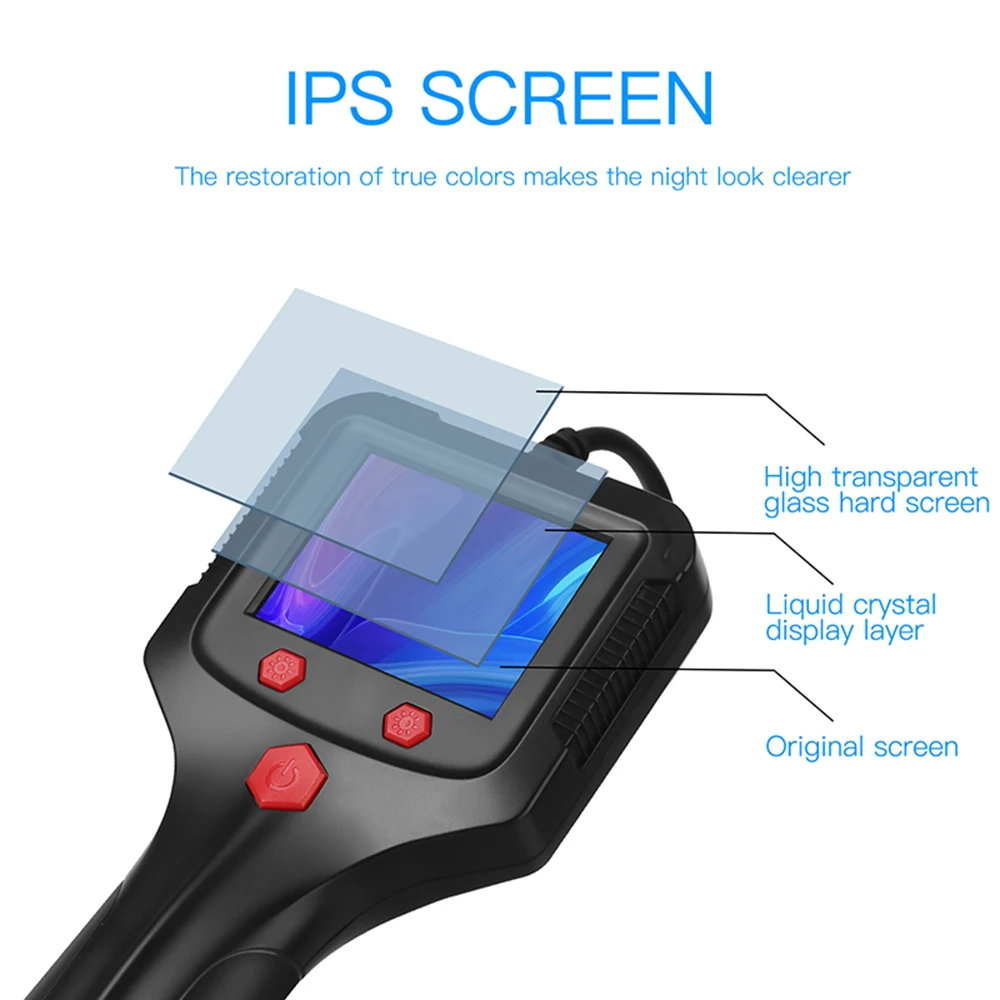 Handheld Industrial Endoscope Camera with 2.4 inch IPS Screen IP67 HD Inspection Borescope 8 Adjustble LED for Vehicle Engine