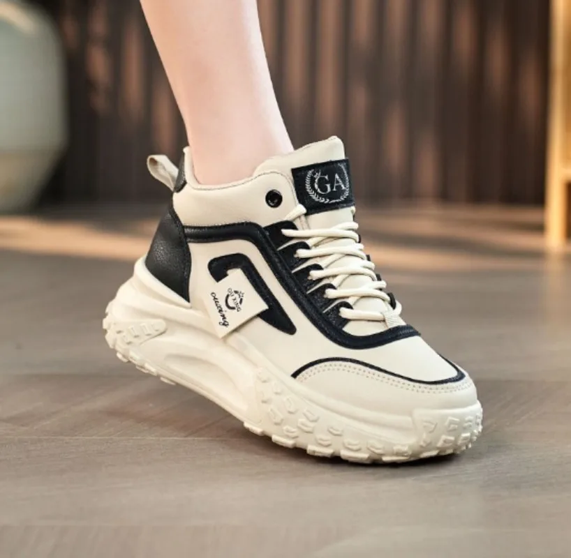 Woman Winter Platform Sneakers with Fur Fashion Warm Sports Safety Shoes Women Comfort Running Thick Sole Skateboard Ankle Boots image 5