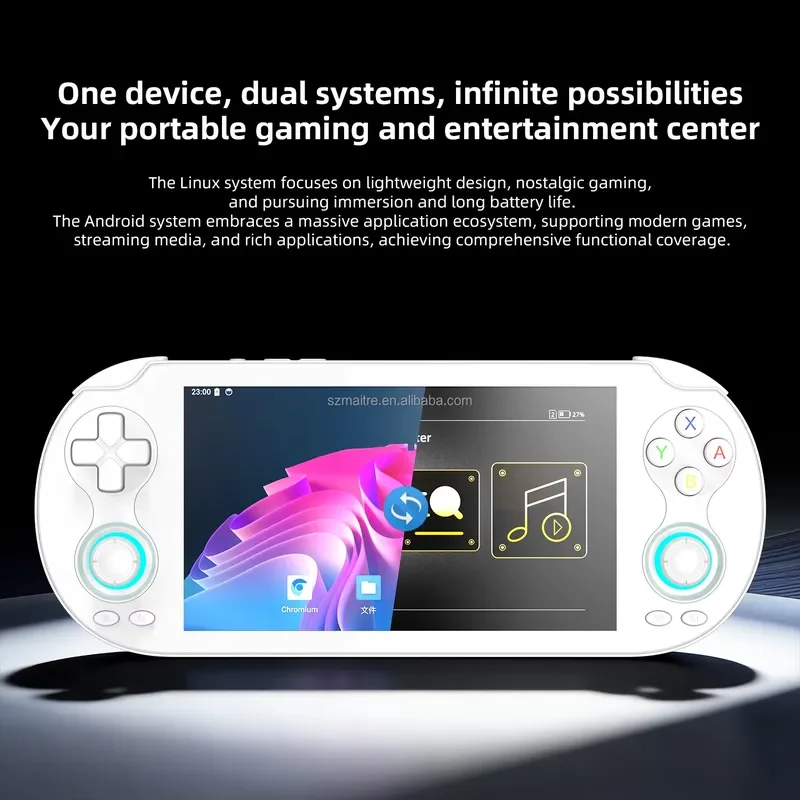 【CHIMU HOME】 5.5 inch touchscreen handheld game console with Linux and Android 14 dual OS RK3576 processor portable gaming view 4