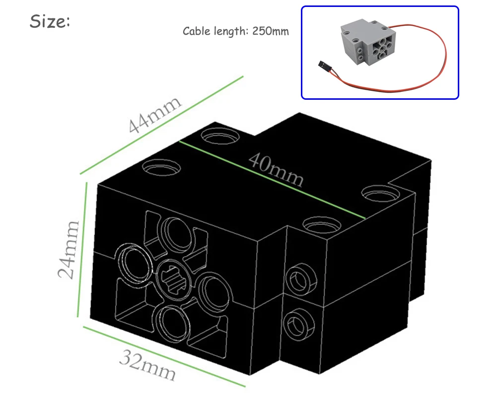 RCmall Programmable Building Block Motor Building Blocks Servo Cross Output Shaft Servo Motor for Legoeds Car Power Control