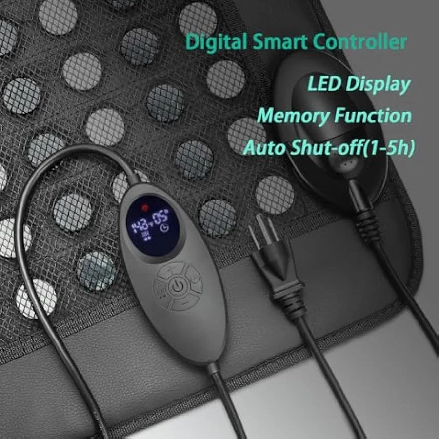 Infrared Heating Pad for Back-Natural Jade Smart Controller with Memory Function Auto Shut Off 17.8X17.8Inches