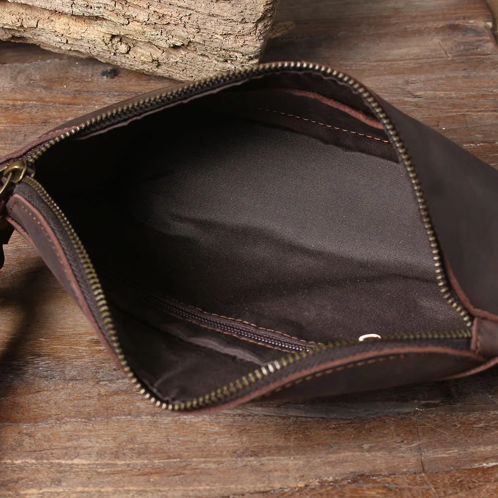 Hochwertige Brusttasche aus Vollnarbenleder für Herren, Vintage Echtleder Herren-Umhängetasche – Detail 18