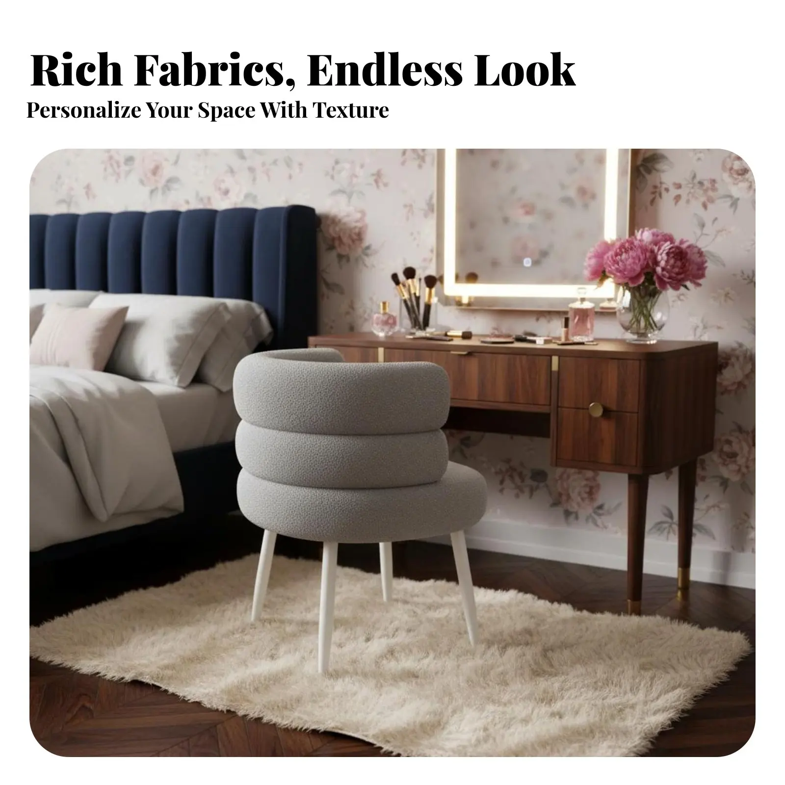 

Plush Seashell Chair Shell-Shaped rearrest Upholstered Rolling Chair Comfortable padding 360-Degree rotate for Students, Bedroom