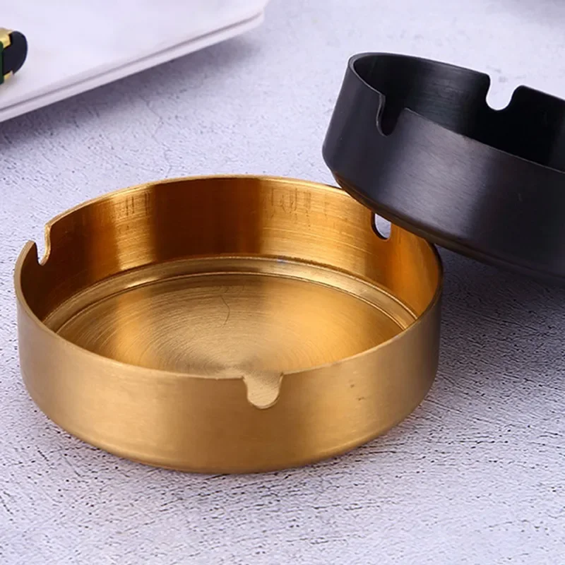 1pc Stainless Steel Gold-plated Ashtray Cigar Ashtray Ash Tray Cigarette Rest Holder