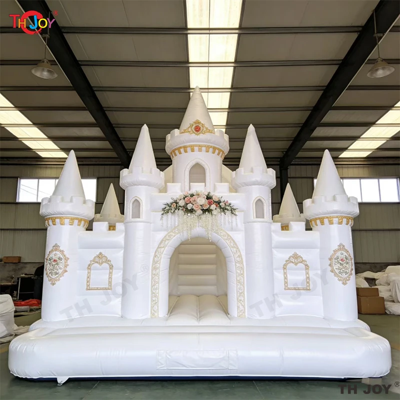 

Новый дизайн белого надувного батута для свадеб, прыжковый батут-замок в продаже