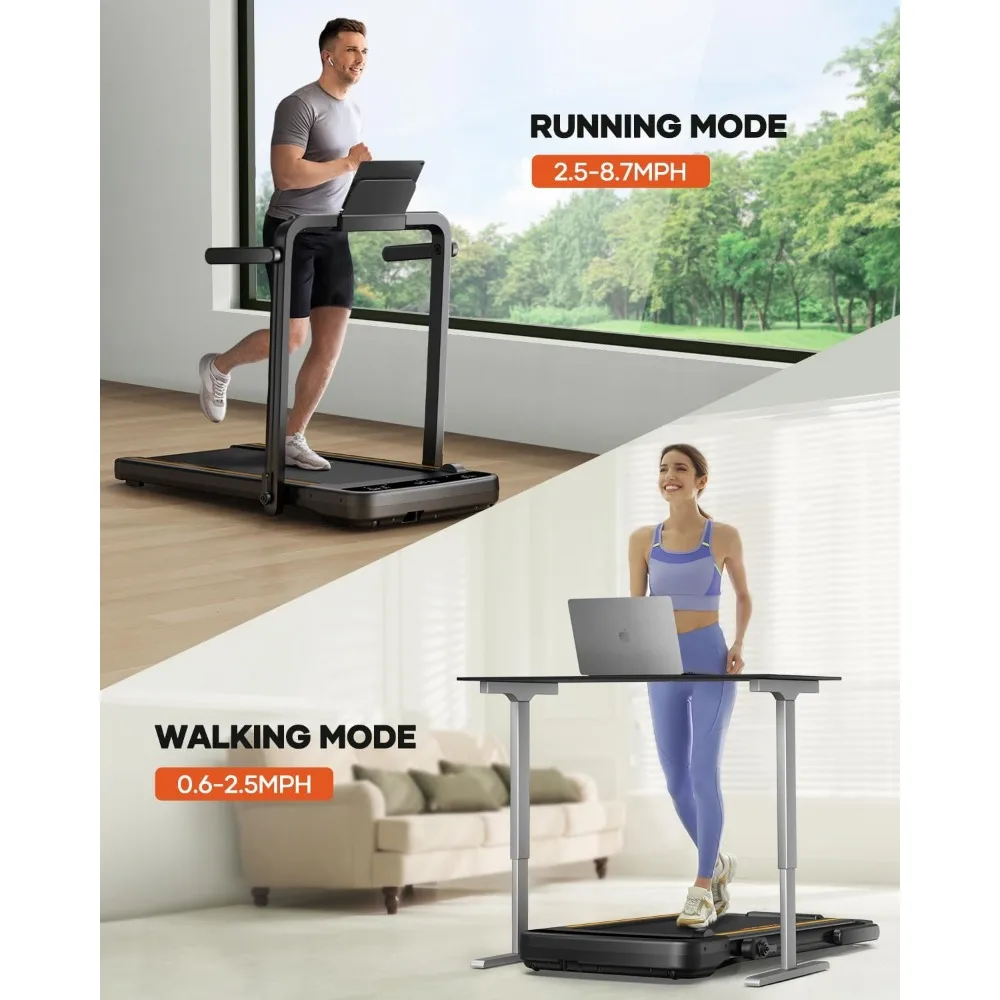 3.0HP Foldable Compact Treadmill,2 in 1 Walking Pad & Jogging Machine for Home/Office, App& Remote Control,Assembly-Free