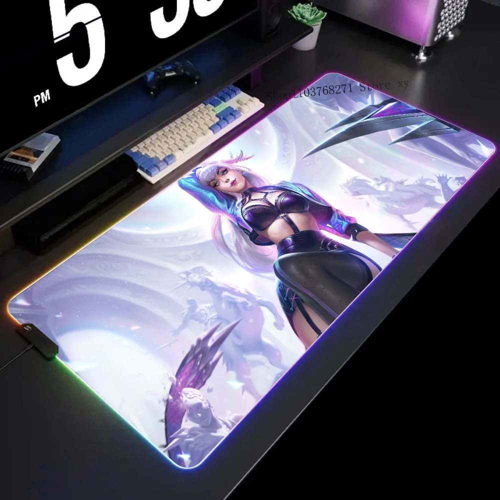 Evelynn Soul Fighter League Of Legends Mousepad XXL RGB Gaming Mouse Pads HD Black Gamer Accessories Large LED