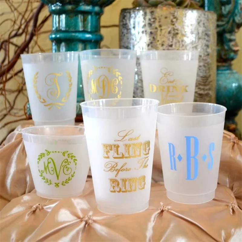 

Personalized Frosted Shatterproof Party Cups, Customizable Wedding Cups, Frost Flex Cups, Bachelorette Party Cups, Custom Party