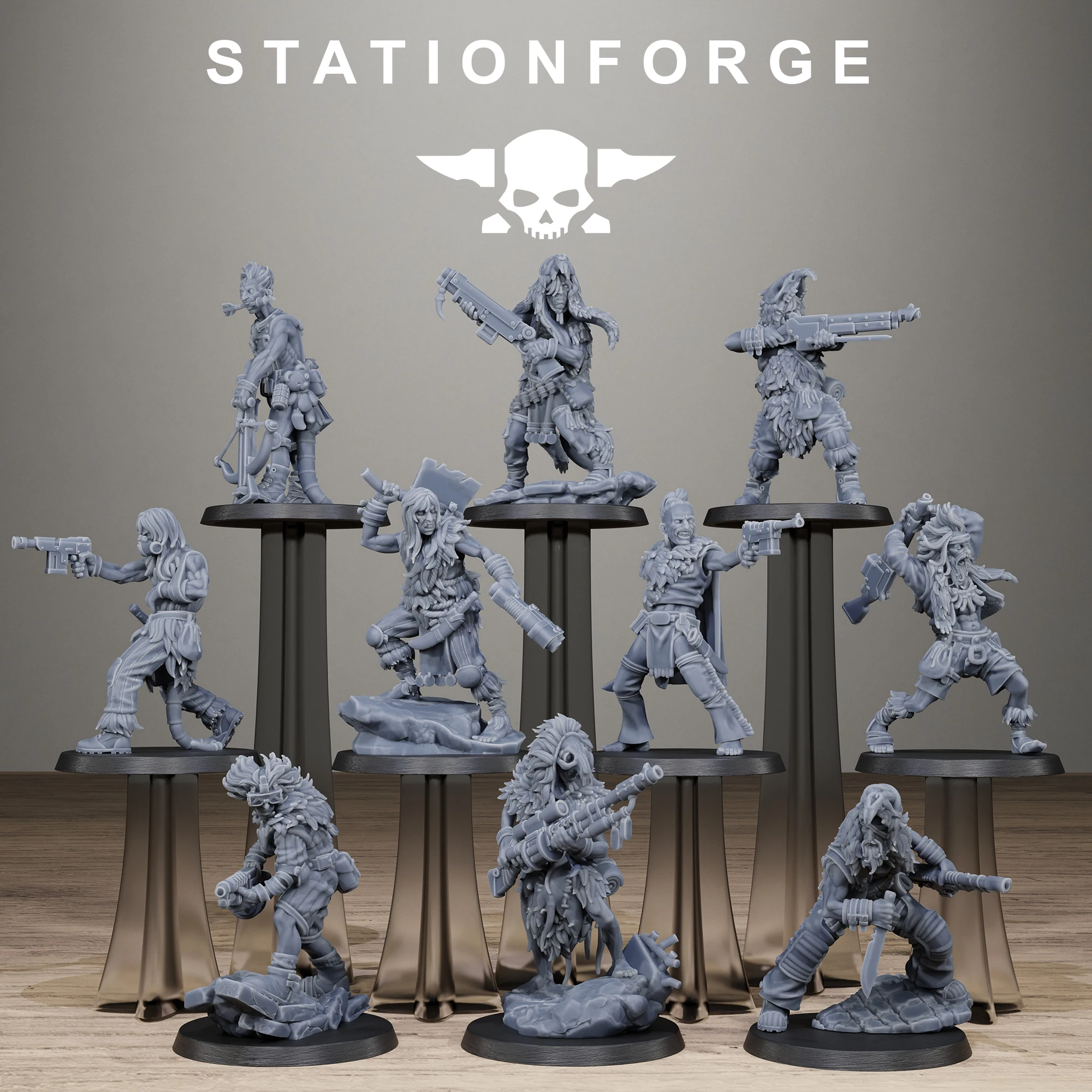 テクノサベージズ-スクラップトライバーズ-ステーションフォージ-ミニチュアセット-テーブルトップウォーゲームアクセサリー-未塗装グレー