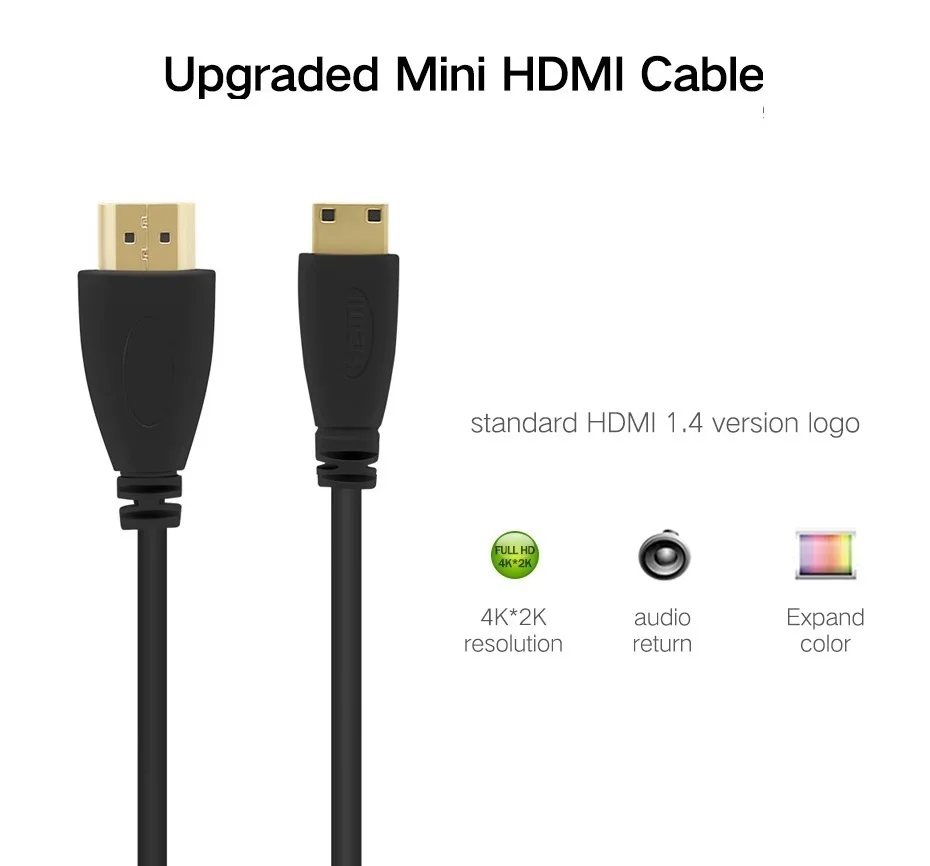 Kabel kompatybilny z Mini HDMI 0.5m 1m 2m 3m 5m z męskiego na męskie 1.4V 1080P do kamery Tablet MP4 Mini kabel HDMI